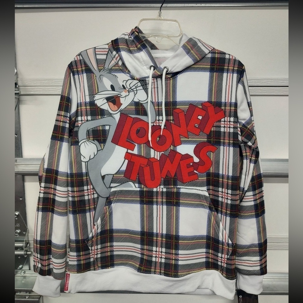 Members Only Plaid Looney Tunes Hoodie - White and Red